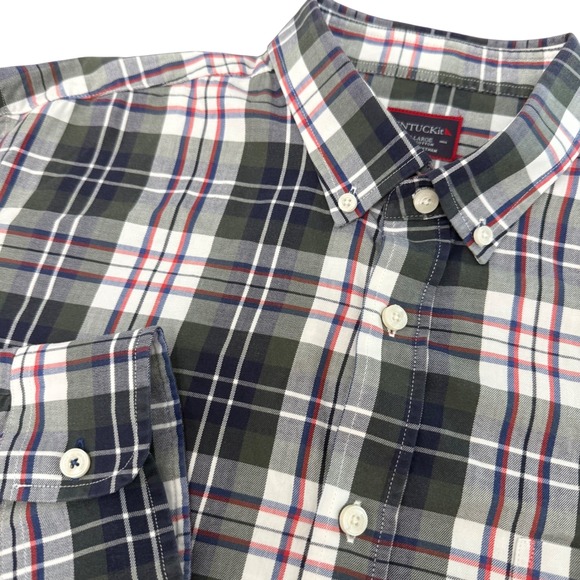UNTUCKit Other - UNTUCKit Mens XL Plaid Button Down Shirt‎ Green Navy White Cotton Long Sleeve